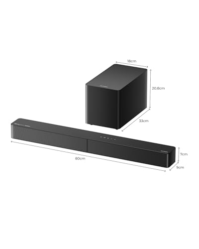 ULTIMEA 5.1ch Soundbar mit Dolby Atmos, VoiceMX, BassMX, APP, Heimkino 4D Surround Sound System, 340W Soundbar für TV Geräte mit Subwoofer, Bluetooth 5.4, Poseidon M60 Boom, Modell 2025