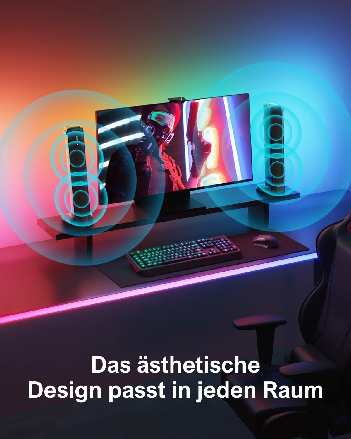 ULTIMEA 4.1-Kanal Soundbar für TV Geräte mit Subwoofer, VoiceMX, APP, Teilbare 2-in-1 Soundbar für Fernseher, TV Lautsprecher mit 3 EQ-Modi für Heimkino, BT 5.3, HDMI-ARC/Optisch/AUX, Apollo S50 2025