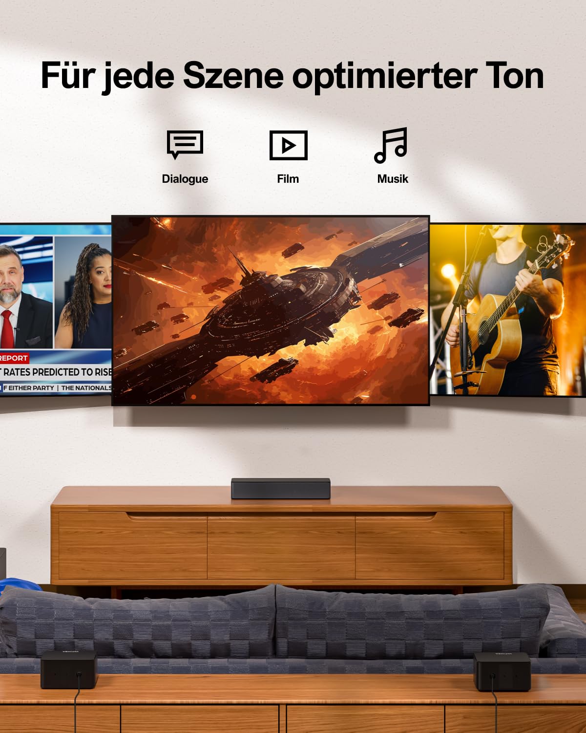 ULTIMEA 5.1 Soundbar mit Dolby Atmos, 3D Surround Sound System, Soundbar für TV Geräte mit Subwoofer, 2 Rear-Lautsprechern, Sound bar Bluetooth 5.3 mit Einstellbarem Bass, Poseidon D60
